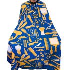 Blue Scissor-Comb Printed Cutting Cape