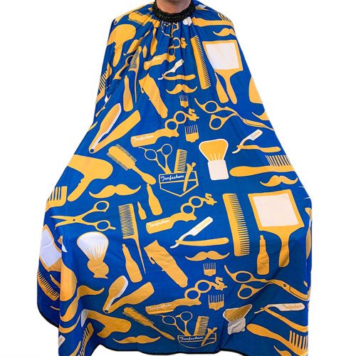 Blue Scissor-Comb Printed Cutting Cape